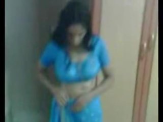 Sexy Aunty Remove Her Blue Saree And Other All Clo